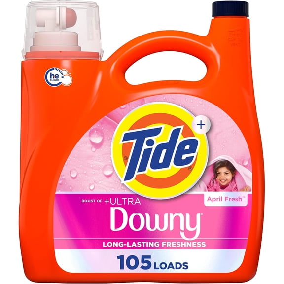 Plus Boost of Ultra Liquid Laundry Deternt, April Fresh Scent, 148 fl oz, 105 Loads, Deternt with Long-Lasting Freshness