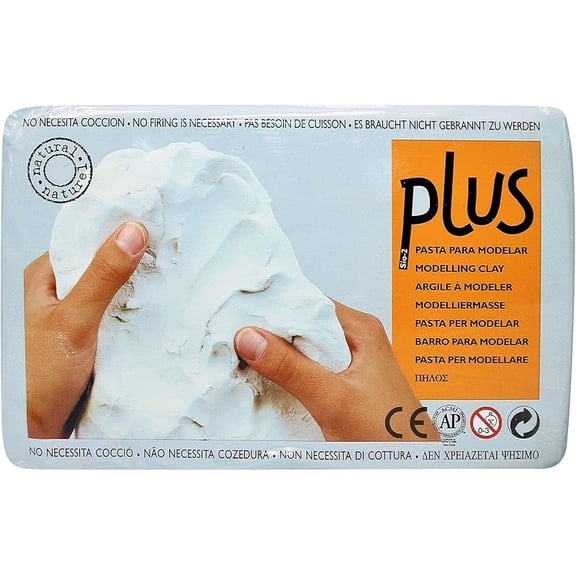 Plus Clay, White, 2.2lb (1kg) - Natural Self Hardening Air-Dry Clay | Smooth General Purpose Clay for Modeling, Arts & Crafts