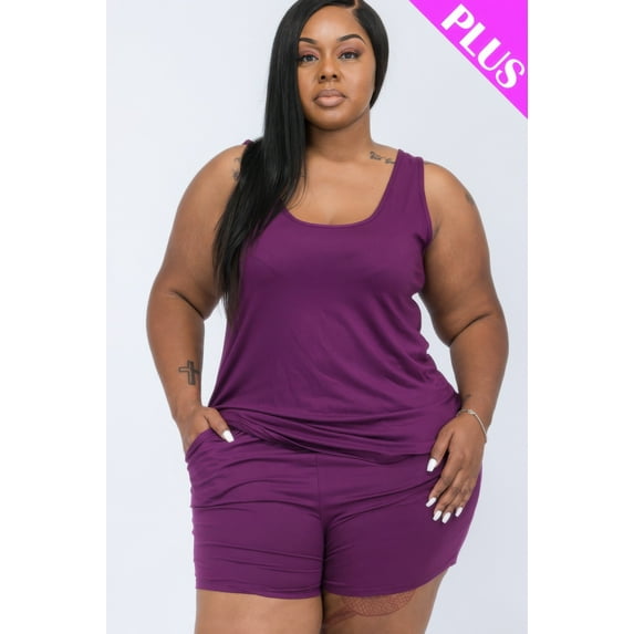 Plus Comfy Tank Top & Shorts Set