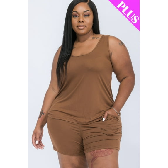 Plus Comfy Tank Top & Shorts Set