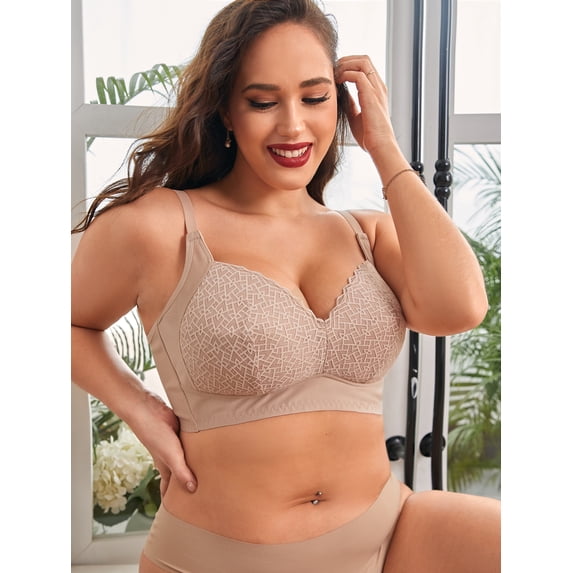 Plus Contrast Lace Wireless Bra