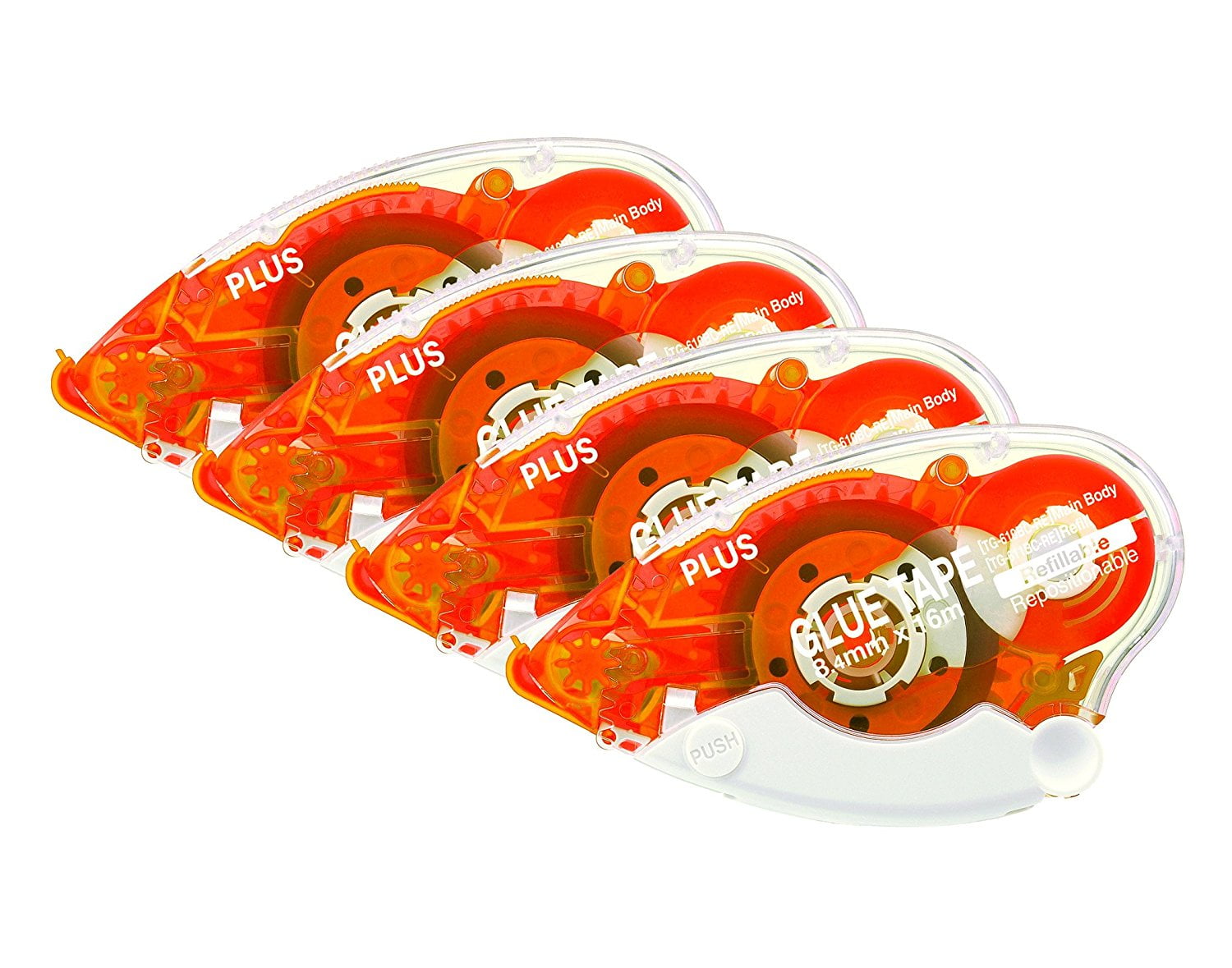 Plus Glue Tape Tg-610Bc-Re, Repositionable Adhesive, 4-Pack