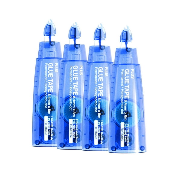 Plus Corporation Glue Tape Tg728R 1/3 Wide Adhesive, Refill 4Pack 60384