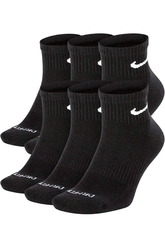 Plus Cushion Socks (6-Pair) (M (Men's 6-8 / Women's 6-10), Ankle(Quarter) Black)