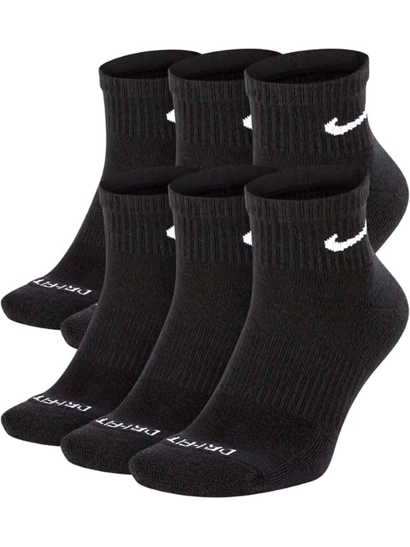 Plus Cushion Socks (6-Pair) (M (Men's 6-8 / Women's 6-10), Ankle(Quarter) Black)