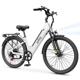 Cityone Plus Step-Thru Electric Bike for Adults, 26" Urban EBike with 500W Motor, Max 28MPH, 48V 15Ah Battery 500W, Electric Bicycle with 7-Speed, White