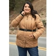 thumbnail image 1 of Plus Faux Fur Harness Buckle Belt Detail Long Fitted Puffer Jacket, 1 of 4