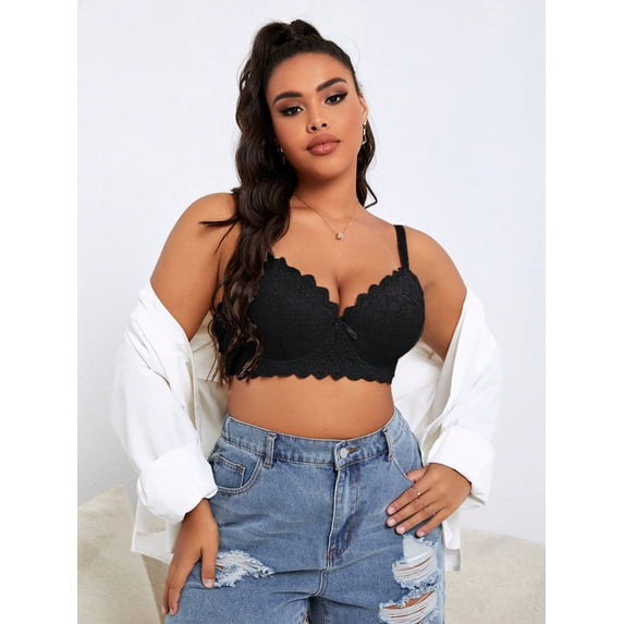 Plus Floral Lace Underwire Bra