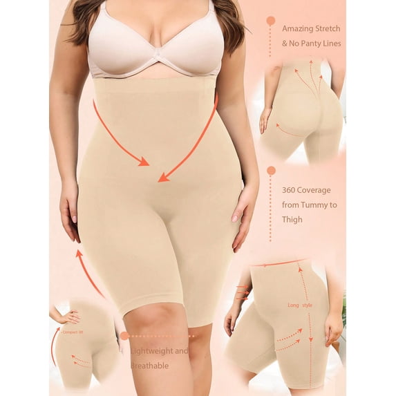 Plus High Waist Control Shapewear Shorts