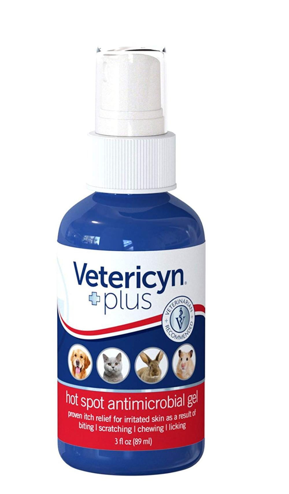 Plus Hot Spot Antimicrobial Hydrogel| Itch and Sore Relief Spray Gel for Dogs, Cats, and All Pets  3-Ounce, Helps with your dog or cat's dermatitis, hot spots,.., By Vetericyn