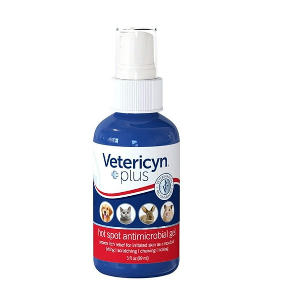 Plus Hot Spot Antimicrobial Hydrogel| Itch and Sore Relief Spray Gel for Dogs, Cats, and All Pets – 3-Ounce, Helps with your dog or cat's dermatitis, hot spots,.., By Vetericyn