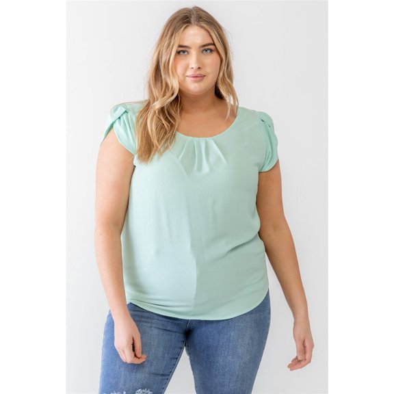 Plus Koshibo Textured Cap Sleeve Top