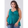 thumbnail image 1 of Plus Lace Trim Sleeveless Gathered Front With Self-tie Drawstring Top 2XL, 1 of 6