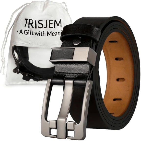 Plus Large Size 150 160 170cm 53 57 61 Inches Men's Leather Pin Buckle Belt, Business Casual Dress Belt, Adjustable Belt with Gift Bag, Black & Brown