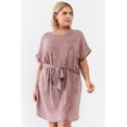 thumbnail image 1 of Plus Light Brown Acid Wash Print Self-tie Waist Detail Mini Dress 1XL, 1 of 3