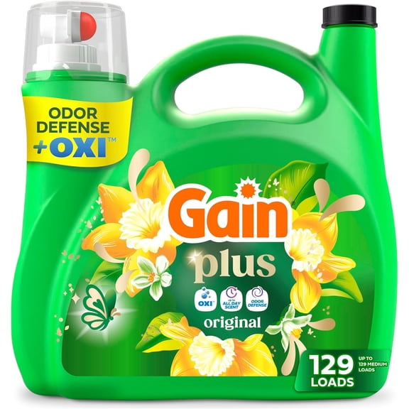 Plus Liquid Laundry Detergent, Cleaner, Fresher, Now with Oxi, Original Scent, 170 fl oz, 129 Loads