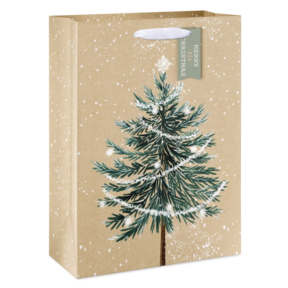 Plus Mark Kraft Christmas Tree Gift Bag, 13 in, 1 Count