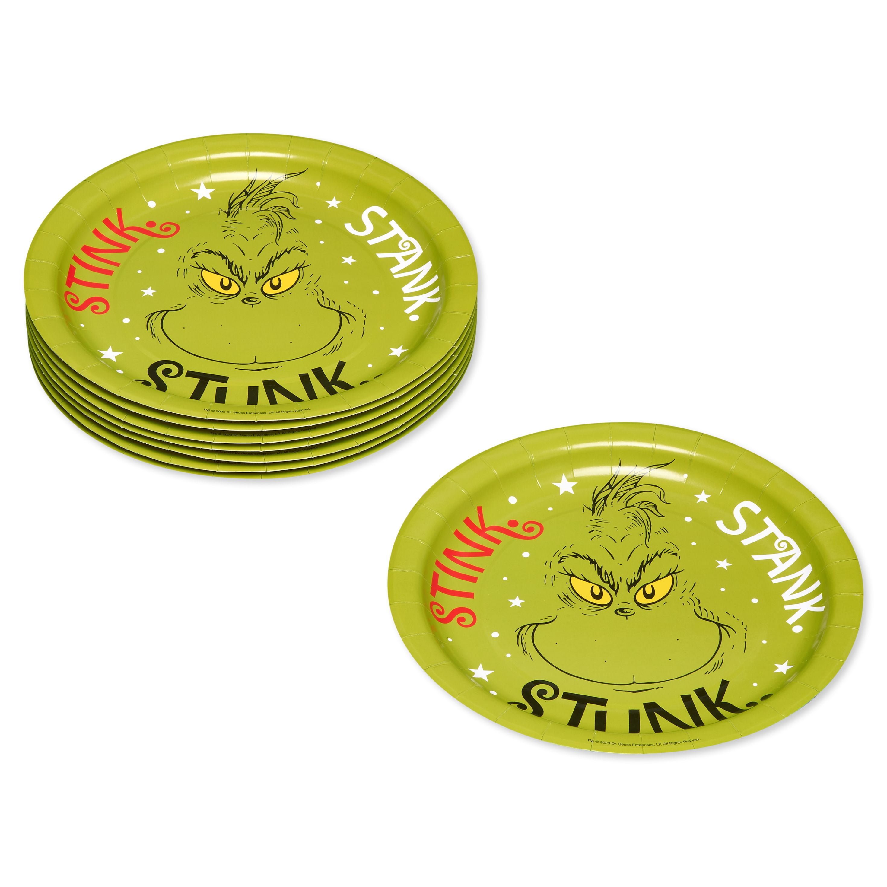 Plus Mark Christmas Grinch 9" Green Disposable Paper Dinner Plates