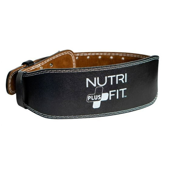 NutriFit Plus Leather Weight Lifting Belt with Back Support, Double Prong for Powerlifting & Training - Small