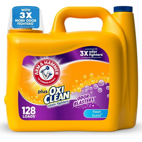 Plus OxiClean Odor Blasters Fresh Burst, 128 Loads Liquid Laundry Detergent, 166.5 Fl oz