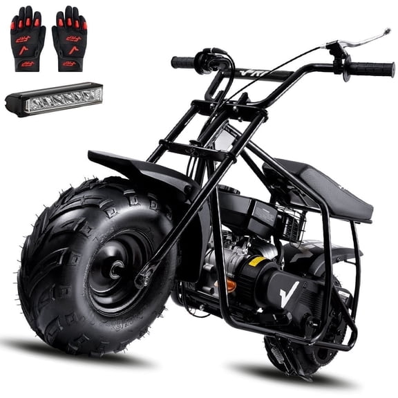Plus Package 99cc Gas 4-Stroke Mini Bike for Teens 13+, Pull Start, Rear Disc Brake, All-Terrain Tires, Up to 28 MPH, 220 lb Capacity, Includes Headlight & Neck Gaiter