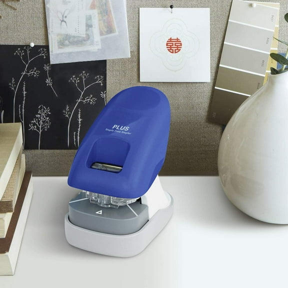 Plus Paper Clinch Desktop Staple- Stapler, Blue