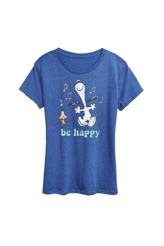 - Be Happy Snoopy and Woodstock - Women's Short Sleeve Graphic T-Shirt