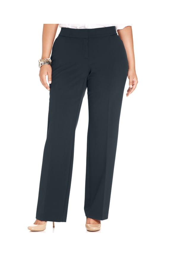 Plus & Petite Plus Size Curvy-Fit Straight-Leg Pants Intrepid Blue 18WP