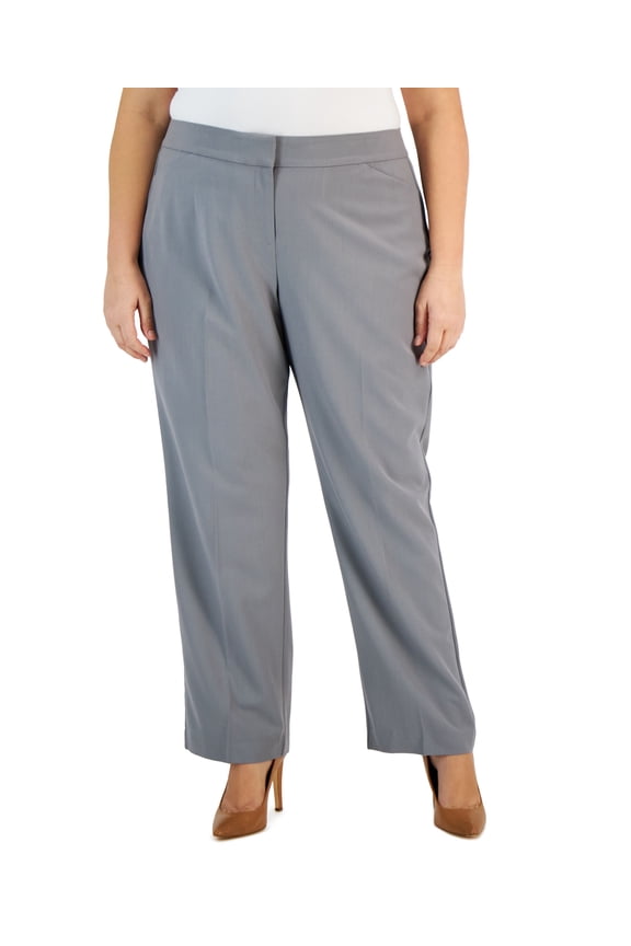Plus & Petite Plus Size Curvy-Fit Straight-Leg Pants Lunar Grey 26W
