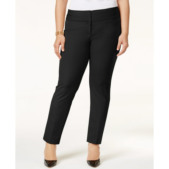 Plus & Petite Plus Size Slim Tummy-Control Pants Deep Black 18WP