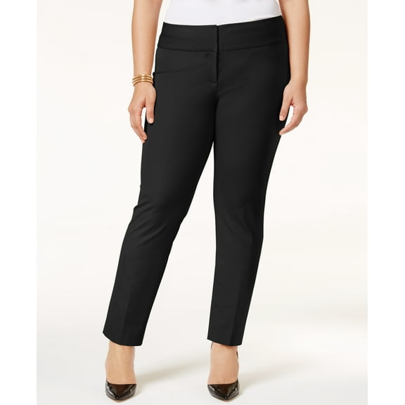 Plus & Petite Plus Size Slim Tummy-Control Pants Deep Black 28W