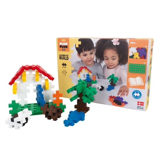 Plus-Plus - BIG 60 Piece Learn to Build Big Basic Color Mix - Construction Building Blocks