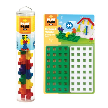 Plus-Plus BIG Basic Mix Tube and Baseplate Bundle (17 Pieces)