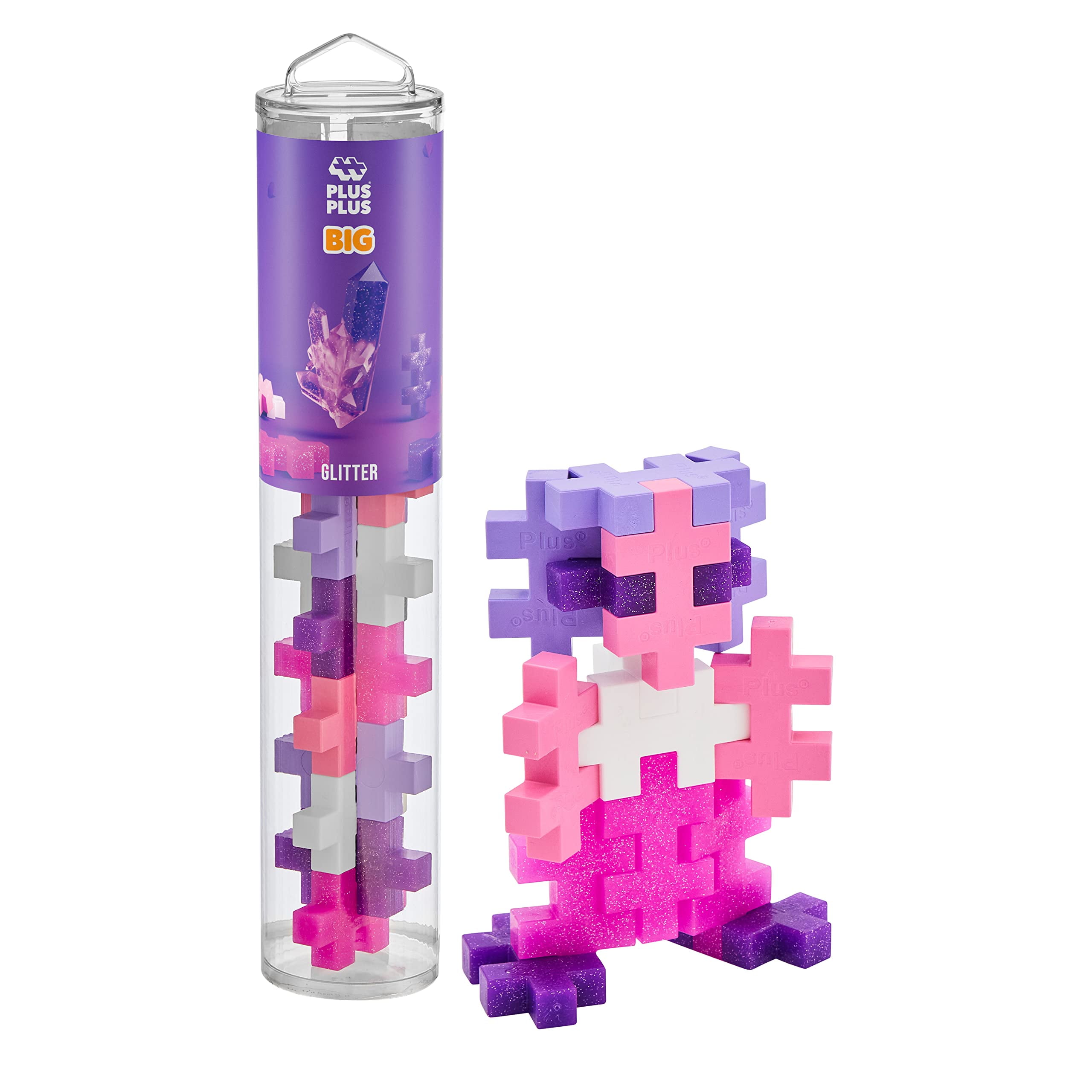 Plus-Plus Glitter Building Blocks Tube - 240 Piece Construction Toy Set In Purple & Pink 3 thumbnail image