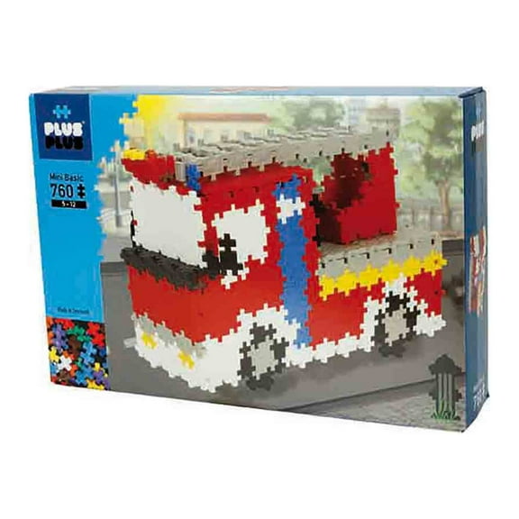 Plus-Plus - Instructed Play Building Set - 760 pc Fire Truck - Construction Building STEM | STEAM Toy, Interlocking Mini Puzzle Blocks for Kids