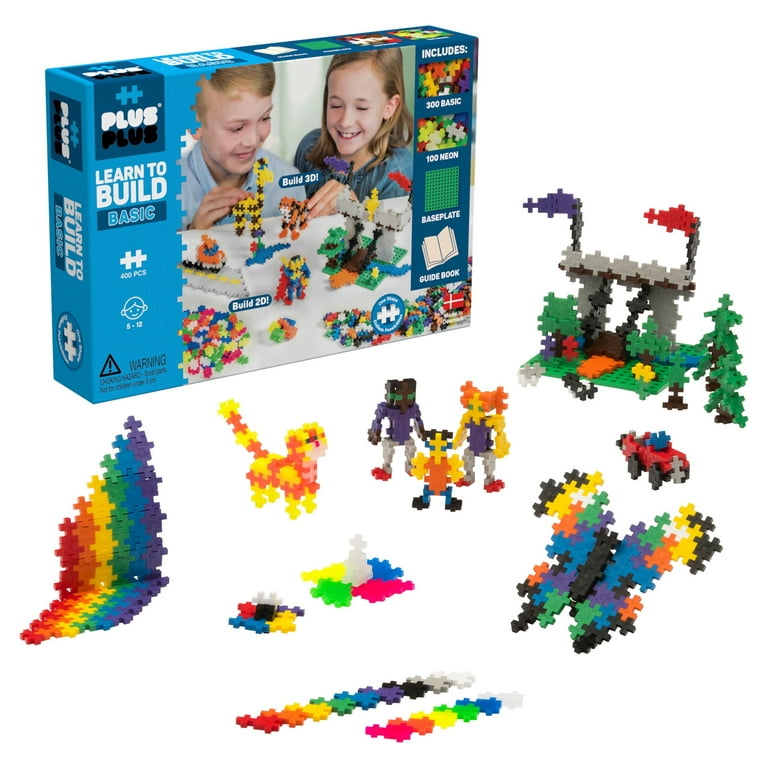 PLUS PLUS - Open Play Set - 600 Piece - Neon Color Mix, Construction  Building Stem Toy, Interlocking Mini Puzzle Blocks for Kids