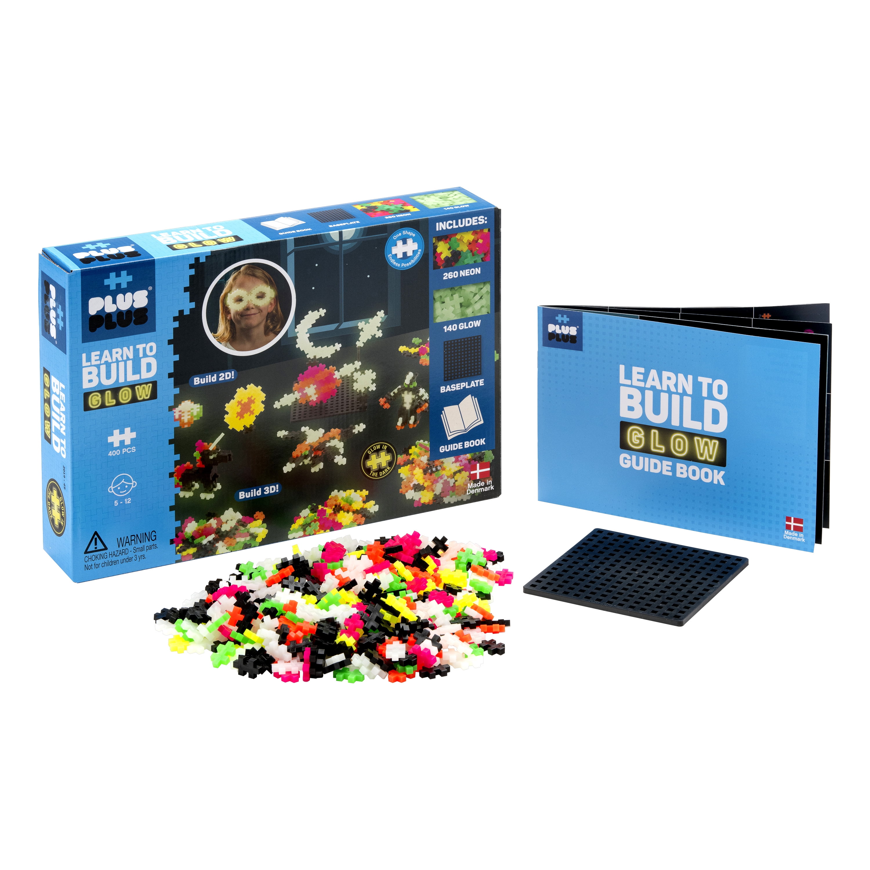 Plus Plus Learn to Build Glow in the Dark Construction Building Set (Stem)