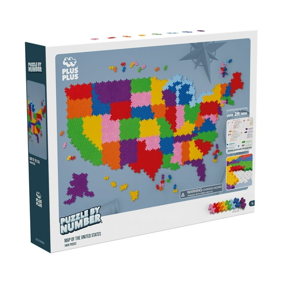 Plus-Plus Puzzle By Number - Map of the United States: 1400 Pcs