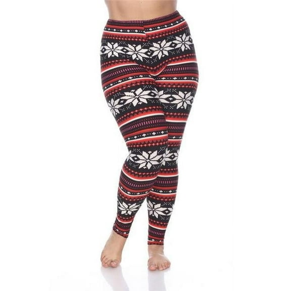 Plus Printed Leggings, Black, Red & White - One Size