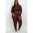 thumbnail image 1 of Plus Ribbed Mock Neck Long Sleeve TopLeggings Set, 1 of 11