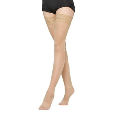 Plus STAY-UP STOCKINGS Sheer Thigh High LACE TOP Silicone Socks Hosiery