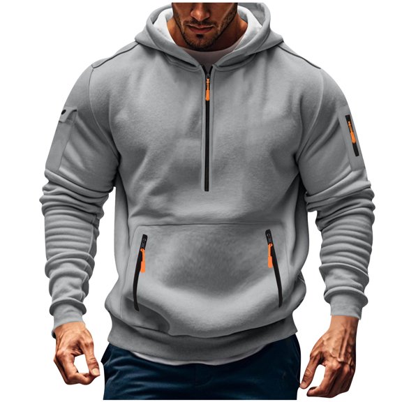 Plus Size 1/4 Zip Pullover Mens Zip up Hoodie Tactical Hoodies Casual Long Sleeve Workout Sweatshirt Outfit
