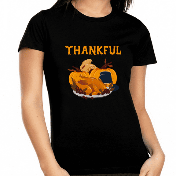 Plus Size 1X 2X 3X 4X 5X Thanksgiving Dinner Shirt Turkey Shirt Cute Womens Fall Tops Fall Clothes for Women