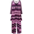 thumbnail image 1 of Plus Size 1x Tall Nightgowns for Women Sleepshirt Long Sleeve Pajama Soft Sleep Dress Purple Wavelength Print Loungewear, 1 of 4