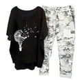 thumbnail image 1 of Plus Size 2 Piece Outfits for Women Summer Casual Cotton Linen Set Elastic Waist Joggers Pants Half Sleeve Round Neck Oversized Loose Tops Sets, 1 of 4
