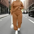 thumbnail image 1 of Plus Size 2 Piece Sets for Curvy Women Fall Long Sleeve Sweatshirt Casual Wide Leg Pants Sets Sweatsuits New Fall Clothes for Women Brown 4XL, 1 of 6