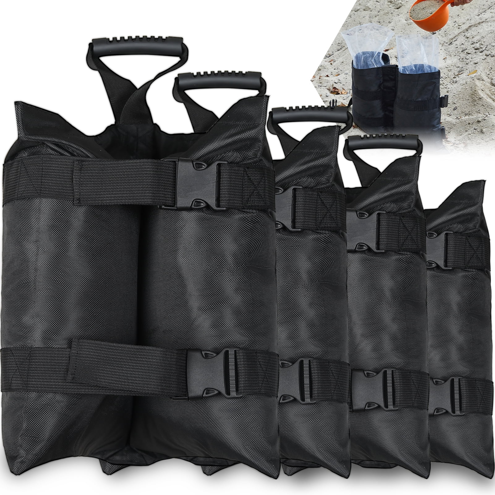 Plus Size 240LB Canopy Sandbags Weight Bags with Inner Plastic Bag 4 Pack Upgraded Full Sized Hook Loop Heavy Duty Leg Weights Sand Bags for Gazebo Pop up Tents Patio Umbrellas Walmart