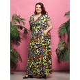 thumbnail image 1 of Plus Size Butterfly V Neck Side Slit Pocket Maxi Dress, 1 of 3