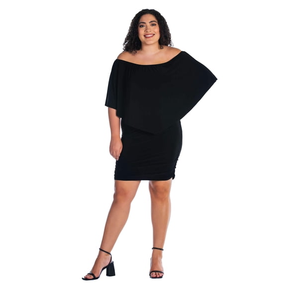 Plus Size Off the Shoulder Bodycon Mini Dress Ruffled Sleeve