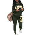 thumbnail image 1 of Plus Size 2Pcs Suit Women Letter Casual Tracksuit Jogging Gym Sports Lounge Wear Hoodies Sweatshirt Tops Pants, 1 of 3